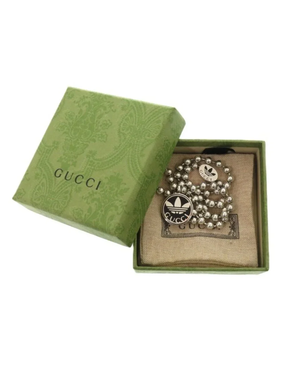 Gucci Adidas Collaboration Ball Chain Interlocking 925 Sterling Silver Necklace